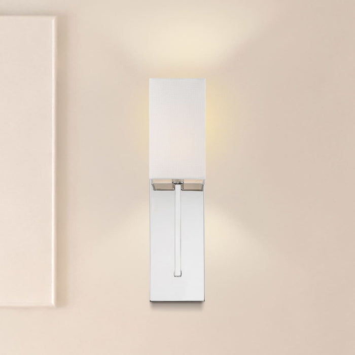Sconce Nuvo 60-6693 Vesey - 1 Light - Wall Sconce - Polished Nickel Finish with White Linen Shade Nuvo
