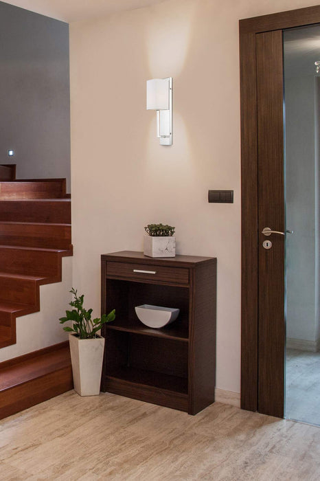 Sconce Nuvo 60-6693 Vesey - 1 Light - Wall Sconce - Polished Nickel Finish with White Linen Shade Nuvo