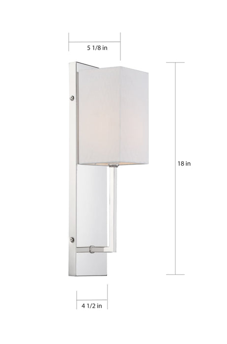 Sconce Nuvo 60-6693 Vesey - 1 Light - Wall Sconce - Polished Nickel Finish with White Linen Shade Nuvo