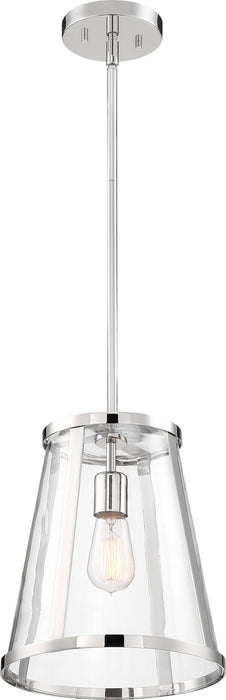 Pendant Nuvo 60-6698 Bruge - 1 Light - Pendant Fixture - Polished Nickel Finish with Clear Glass Nuvo