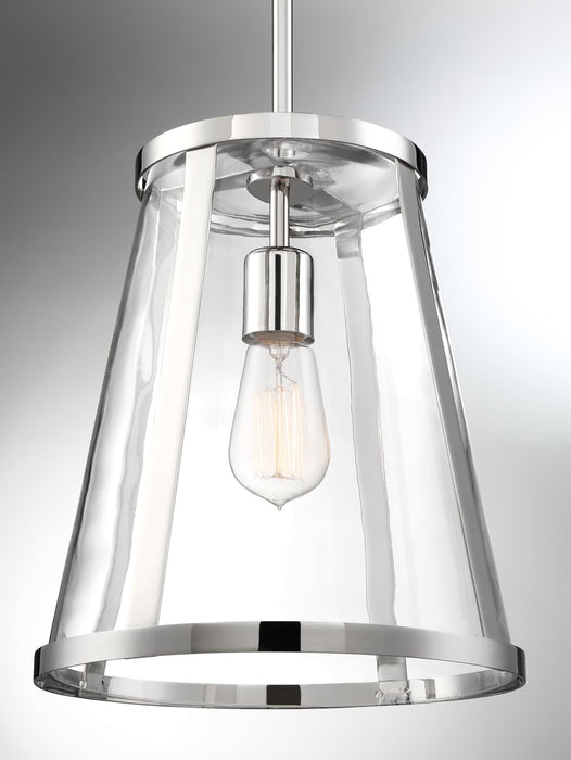 Pendant Nuvo 60-6698 Bruge - 1 Light - Pendant Fixture - Polished Nickel Finish with Clear Glass Nuvo