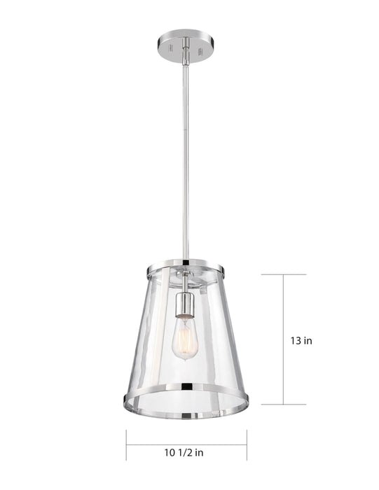 Pendant Nuvo 60-6698 Bruge - 1 Light - Pendant Fixture - Polished Nickel Finish with Clear Glass Nuvo