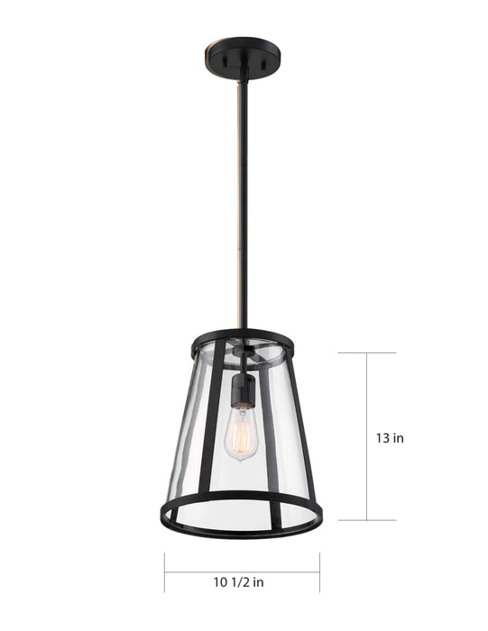 Pendant Nuvo 60-6699 Bruge - 1 Light - Pendant Fixture - Matte Black Finish with Clear Glass Nuvo