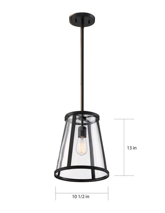 Pendant Nuvo 60-6699 Bruge - 1 Light - Pendant Fixture - Matte Black Finish with Clear Glass Nuvo