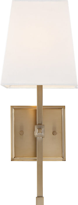 Vanity Nuvo 60-6707 Highline - 1 Light - Vanity - Burnished Brass Finish with White Linen Shade Nuvo