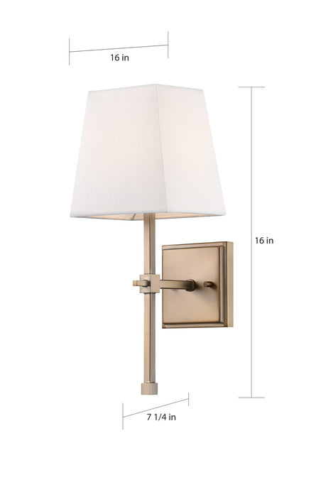 Vanity Nuvo 60-6707 Highline - 1 Light - Vanity - Burnished Brass Finish with White Linen Shade Nuvo