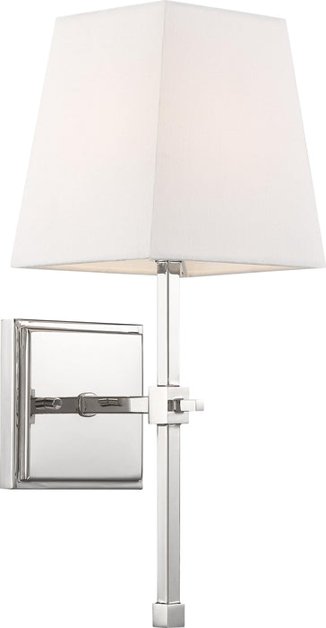 Vanity Nuvo 60-6708 Highline - 1 Light - Vanity - Polished Nickel Finish with White Linen Shade Nuvo