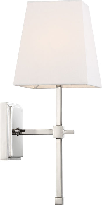 Vanity Nuvo 60-6708 Highline - 1 Light - Vanity - Polished Nickel Finish with White Linen Shade Nuvo