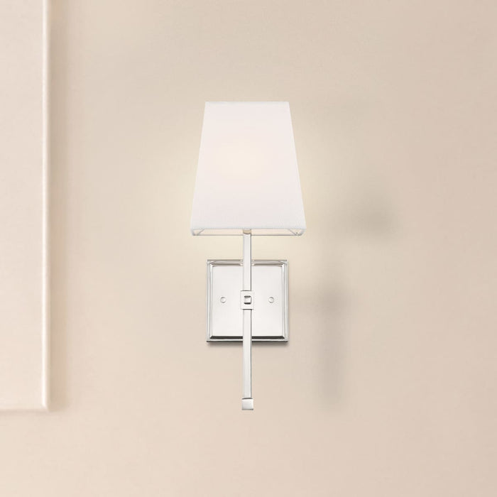Vanity Nuvo 60-6708 Highline - 1 Light - Vanity - Polished Nickel Finish with White Linen Shade Nuvo