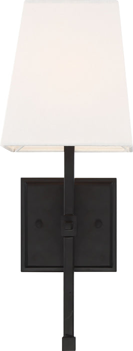 Vanity Nuvo 60-6709 Highline - 1 Light - Vanity - Aged Bronze Finish with White Linen Shade Nuvo