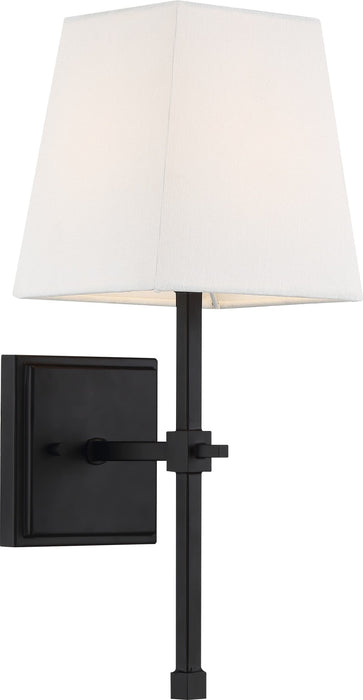 Vanity Nuvo 60-6709 Highline - 1 Light - Vanity - Aged Bronze Finish with White Linen Shade Nuvo