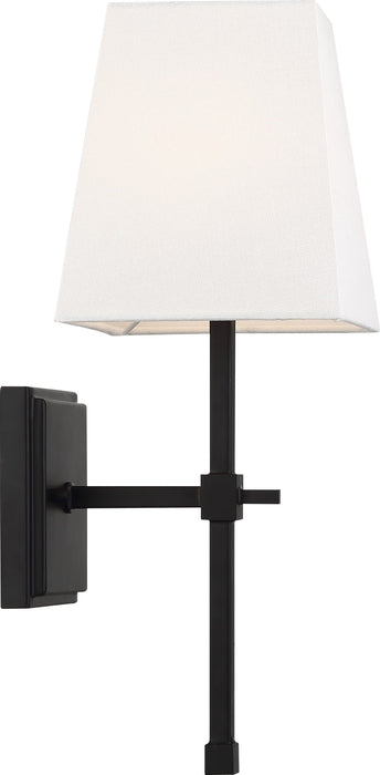 Vanity Nuvo 60-6709 Highline - 1 Light - Vanity - Aged Bronze Finish with White Linen Shade Nuvo