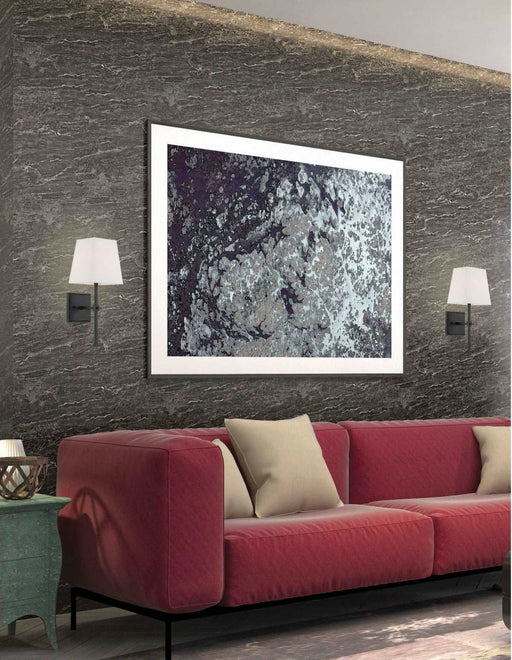 Vanity Nuvo 60-6709 Highline - 1 Light - Vanity - Aged Bronze Finish with White Linen Shade Nuvo
