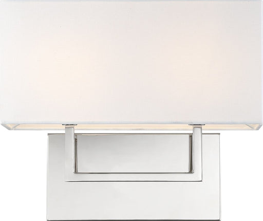 Vanity Nuvo 60-6718 Tribeca - 2 Light - Vanity - Polished Nickel Finish with White Linen Shade Nuvo