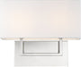 Vanity Nuvo 60-6718 Tribeca - 2 Light - Vanity - Polished Nickel Finish with White Linen Shade Nuvo