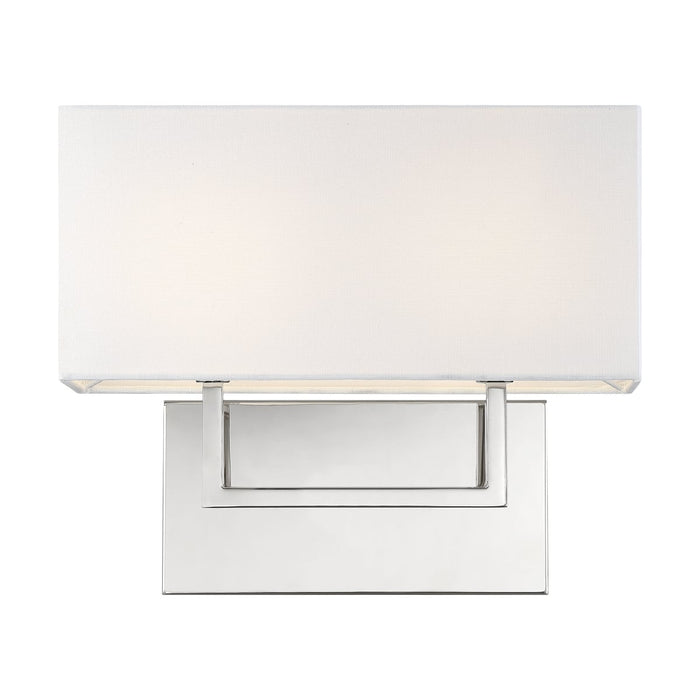 Vanity Nuvo 60-6718 Tribeca - 2 Light - Vanity - Polished Nickel Finish with White Linen Shade Nuvo