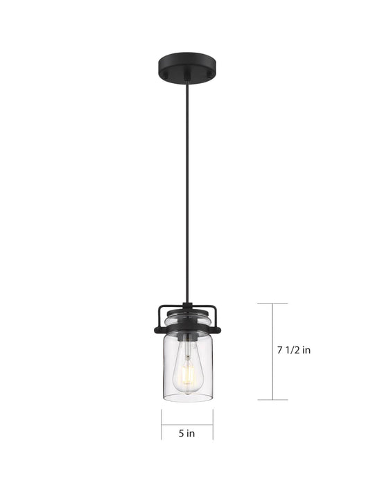 Mini Pendant Nuvo 60-6732 Antebellum - 1 Light - Mini Pendant Fixture - Matte Black Finish with Clear Glass Nuvo