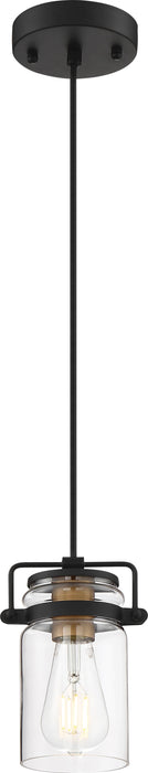 Mini Pendant Nuvo 60-6733 Antebellum - 1 Light - Mini Pendant Fixture - Black and Aged Gold Finish with Clear Glass Nuvo