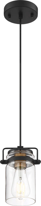 Mini Pendant Nuvo 60-6733 Antebellum - 1 Light - Mini Pendant Fixture - Black and Aged Gold Finish with Clear Glass Nuvo