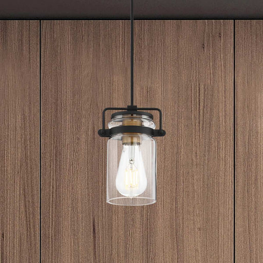 Mini Pendant Nuvo 60-6733 Antebellum - 1 Light - Mini Pendant Fixture - Black and Aged Gold Finish with Clear Glass Nuvo