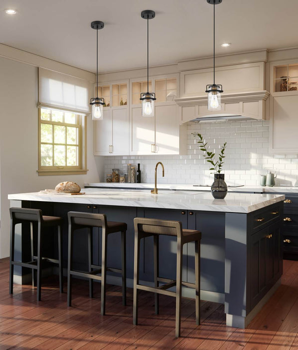 Mini Pendant Nuvo 60-6733 Antebellum - 1 Light - Mini Pendant Fixture - Black and Aged Gold Finish with Clear Glass Nuvo