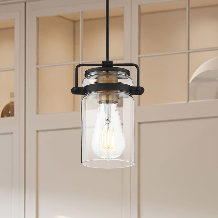 Mini Pendant Nuvo 60-6733 Antebellum - 1 Light - Mini Pendant Fixture - Black and Aged Gold Finish with Clear Glass Nuvo