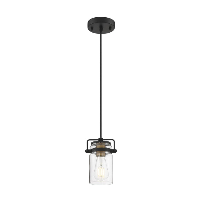 Mini Pendant Nuvo 60-6733 Antebellum - 1 Light - Mini Pendant Fixture - Black and Aged Gold Finish with Clear Glass Nuvo