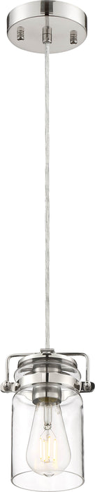 Mini Pendant Nuvo 60-6734 Antebellum - 1 Light - Mini Pendant Fixture - Polished Nickel with Clear Glass - Polished Nickel Finish Nuvo