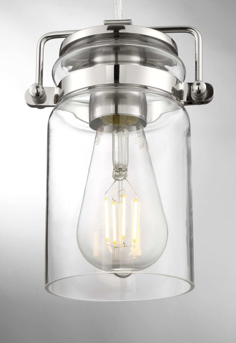 Mini Pendant Nuvo 60-6734 Antebellum - 1 Light - Mini Pendant Fixture - Polished Nickel with Clear Glass - Polished Nickel Finish Nuvo