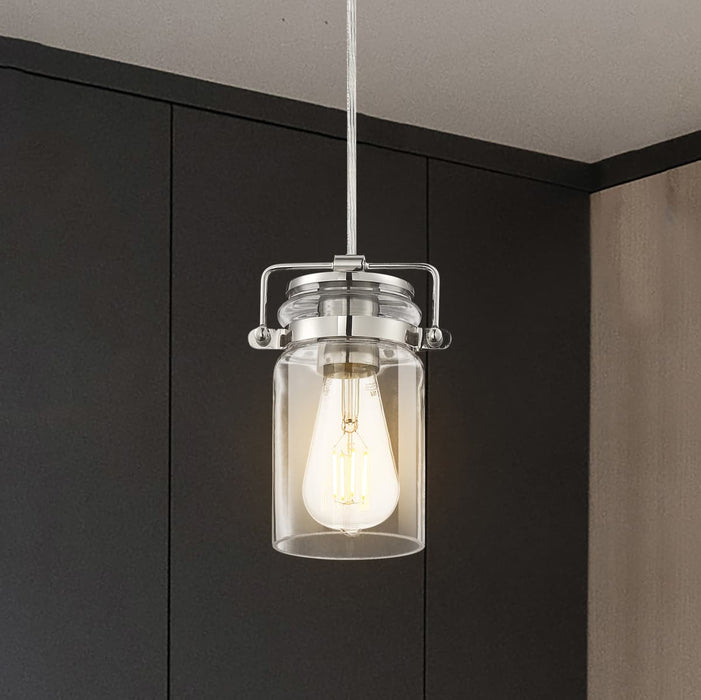 Mini Pendant Nuvo 60-6734 Antebellum - 1 Light - Mini Pendant Fixture - Polished Nickel with Clear Glass - Polished Nickel Finish Nuvo