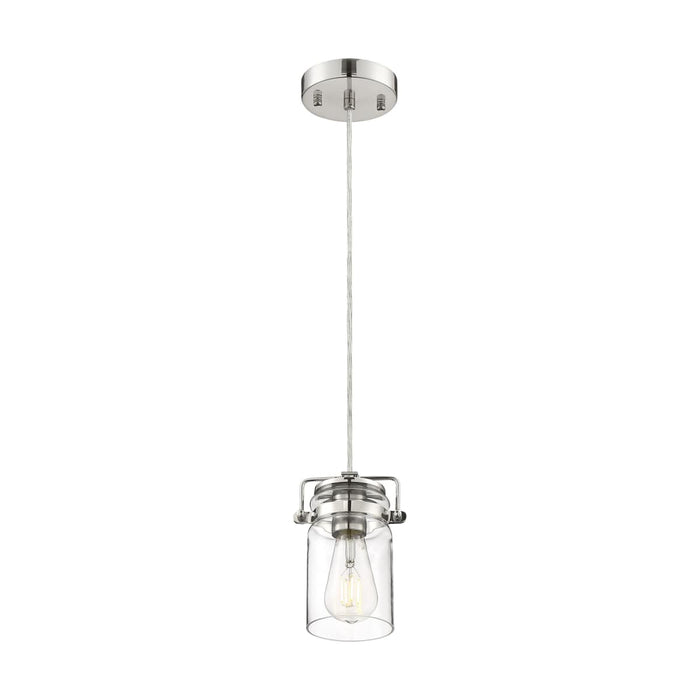 Mini Pendant Nuvo 60-6734 Antebellum - 1 Light - Mini Pendant Fixture - Polished Nickel with Clear Glass - Polished Nickel Finish Nuvo