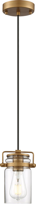 Mini Pendant Nuvo 60-6735 Antebellum - 1 Light - Mini Pendant Fixture - Vintage Brass Finish with Clear Glass Nuvo