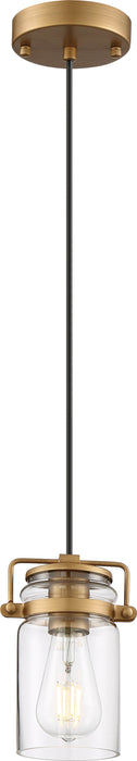 Mini Pendant Nuvo 60-6735 Antebellum - 1 Light - Mini Pendant Fixture - Vintage Brass Finish with Clear Glass Nuvo