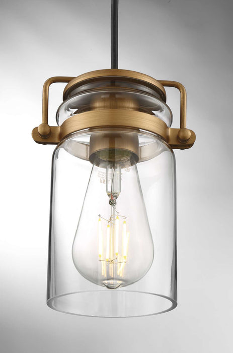 Mini Pendant Nuvo 60-6735 Antebellum - 1 Light - Mini Pendant Fixture - Vintage Brass Finish with Clear Glass Nuvo