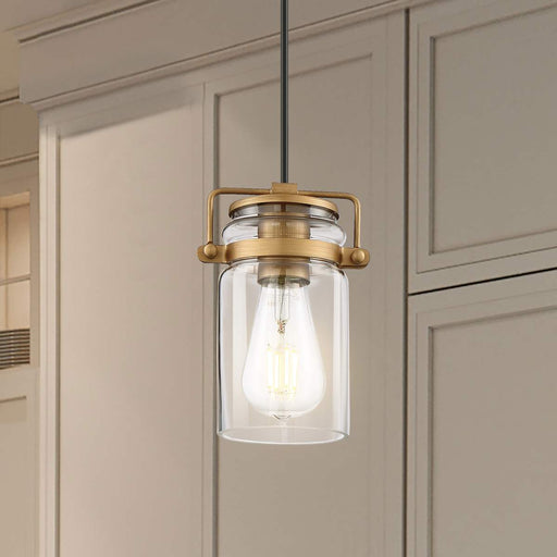 Mini Pendant Nuvo 60-6735 Antebellum - 1 Light - Mini Pendant Fixture - Vintage Brass Finish with Clear Glass Nuvo
