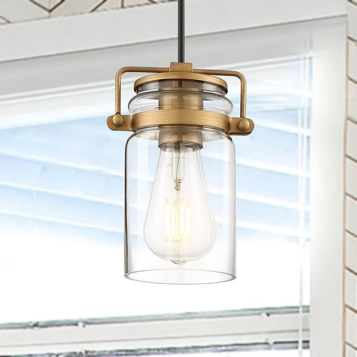 Mini Pendant Nuvo 60-6735 Antebellum - 1 Light - Mini Pendant Fixture - Vintage Brass Finish with Clear Glass Nuvo