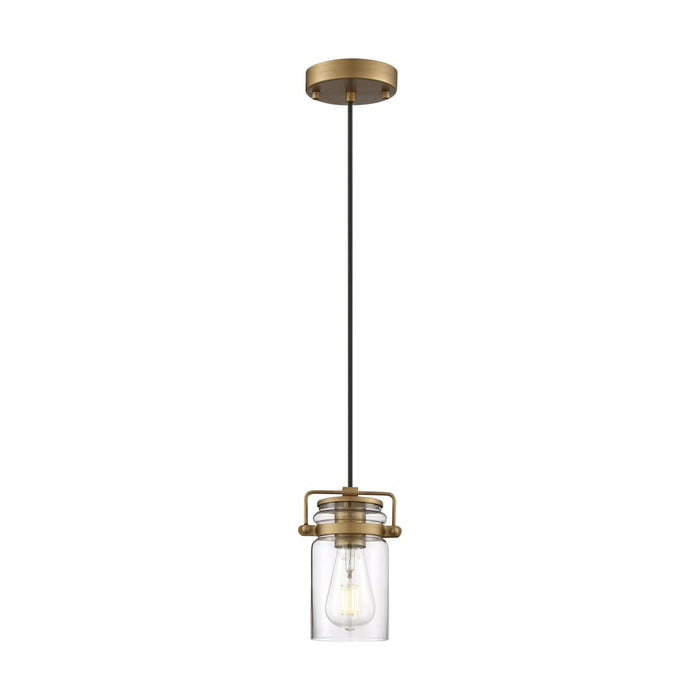 Mini Pendant Nuvo 60-6735 Antebellum - 1 Light - Mini Pendant Fixture - Vintage Brass Finish with Clear Glass Nuvo