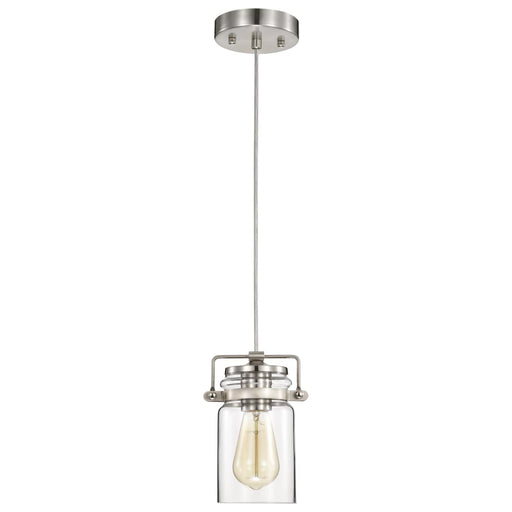 Mini Pendant Nuvo 60-6736 Antebellum - 1 Light - Mini Pendant Fixture - Brushed Nickel Finish with Clear Glass Nuvo