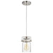 Mini Pendant Nuvo 60-6736 Antebellum - 1 Light - Mini Pendant Fixture - Brushed Nickel Finish with Clear Glass Nuvo