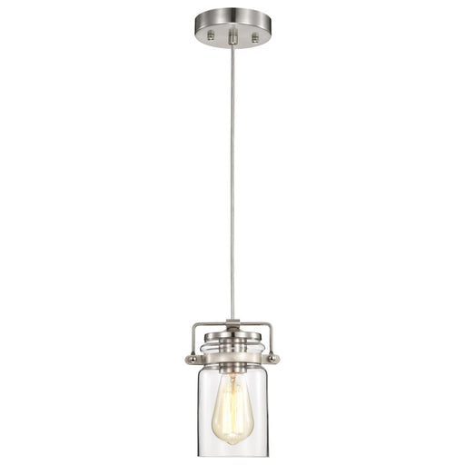 Mini Pendant Nuvo 60-6736 Antebellum - 1 Light - Mini Pendant Fixture - Brushed Nickel Finish with Clear Glass Nuvo