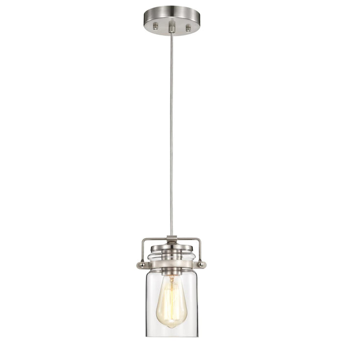 Mini Pendant Nuvo 60-6736 Antebellum - 1 Light - Mini Pendant Fixture - Brushed Nickel Finish with Clear Glass Nuvo