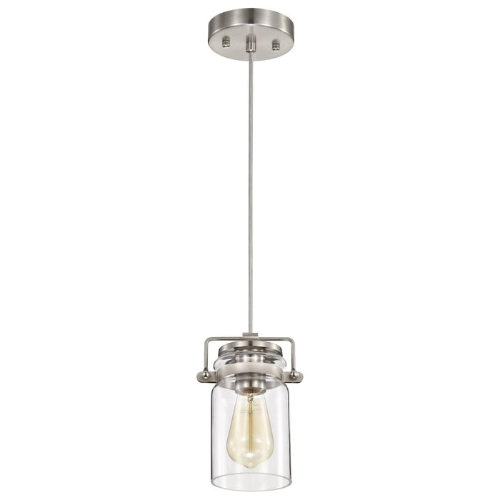 Mini Pendant Nuvo 60-6736 Antebellum - 1 Light - Mini Pendant Fixture - Brushed Nickel Finish with Clear Glass Nuvo