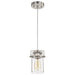Mini Pendant Nuvo 60-6736 Antebellum - 1 Light - Mini Pendant Fixture - Brushed Nickel Finish with Clear Glass Nuvo