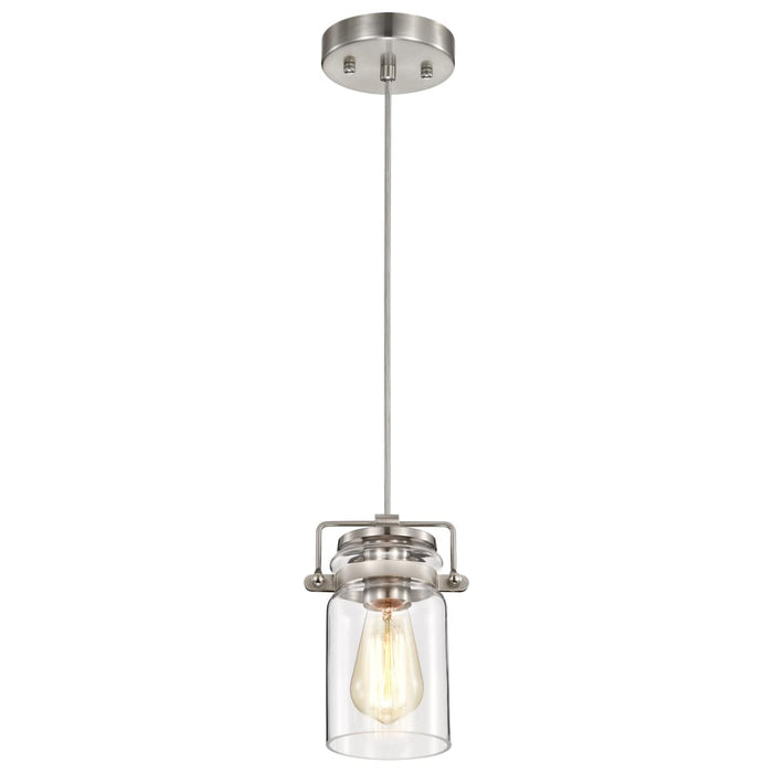 Mini Pendant Nuvo 60-6736 Antebellum - 1 Light - Mini Pendant Fixture - Brushed Nickel Finish with Clear Glass Nuvo