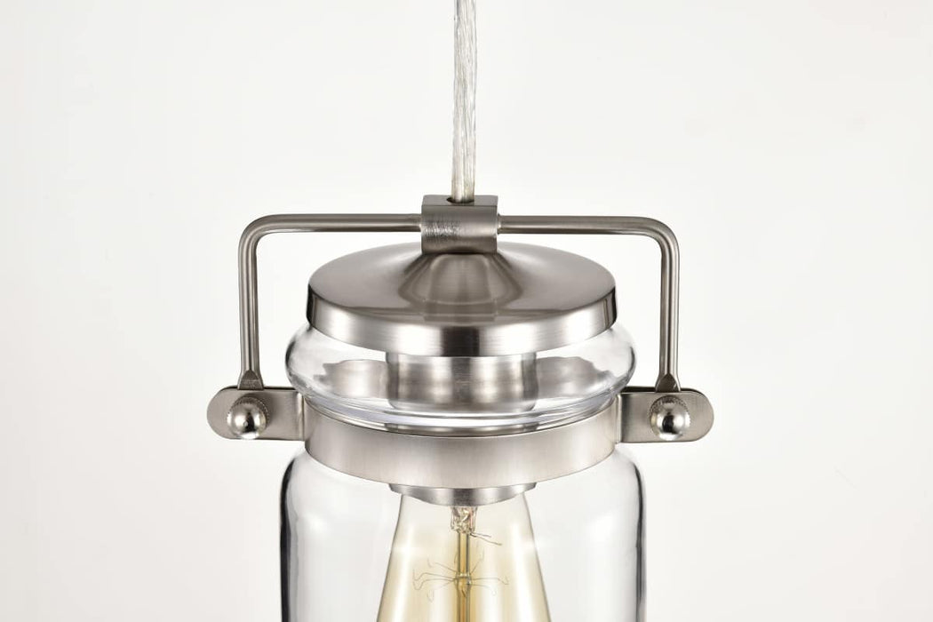 Mini Pendant Nuvo 60-6736 Antebellum - 1 Light - Mini Pendant Fixture - Brushed Nickel Finish with Clear Glass Nuvo
