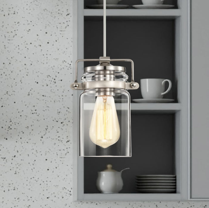 Mini Pendant Nuvo 60-6736 Antebellum - 1 Light - Mini Pendant Fixture - Brushed Nickel Finish with Clear Glass Nuvo