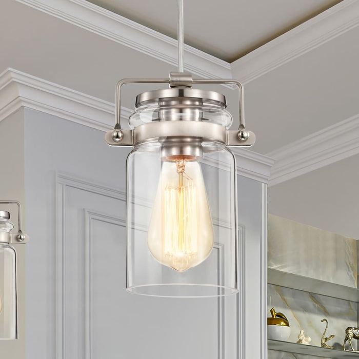 Mini Pendant Nuvo 60-6736 Antebellum - 1 Light - Mini Pendant Fixture - Brushed Nickel Finish with Clear Glass Nuvo