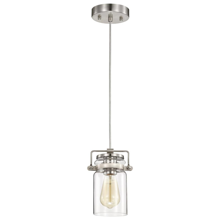 Mini Pendant Nuvo 60-6736 Antebellum - 1 Light - Mini Pendant Fixture - Brushed Nickel Finish with Clear Glass Nuvo