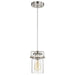 Mini Pendant Nuvo 60-6736 Antebellum - 1 Light - Mini Pendant Fixture - Brushed Nickel Finish with Clear Glass Nuvo