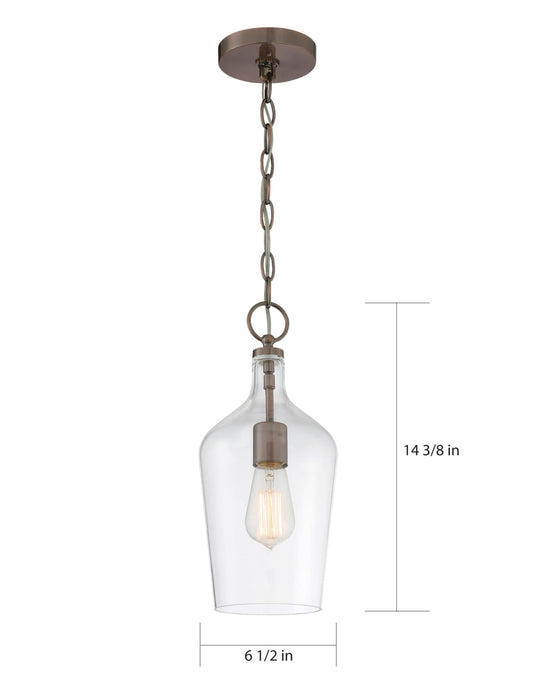 Pendant Nuvo 60-6748 Hartley - 1 Light - Pendant Fixture - Antique Copper Finish with Clear Glass Nuvo